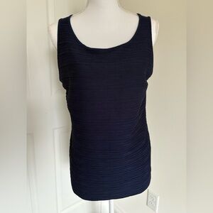 Ann Taylor Navy Textured Scoop Tank